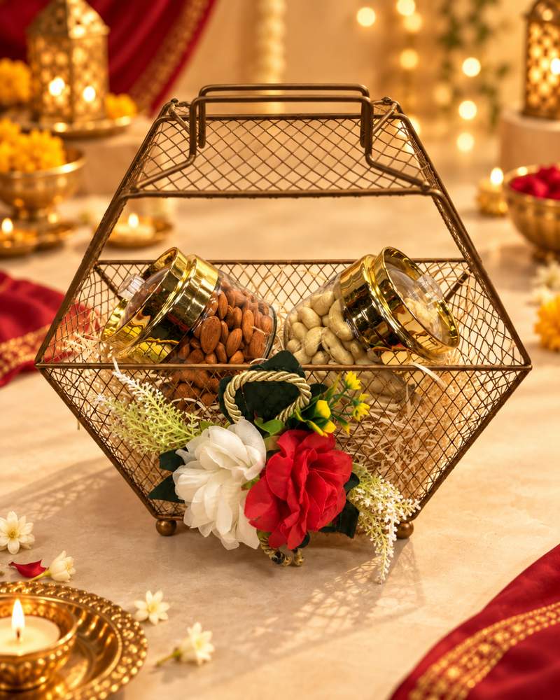 Dry Fruit Hexagon Hamper (2 Jars), photo 2