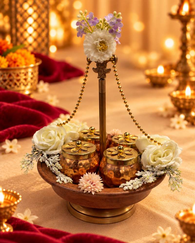Dry Fruit Wooden Stand Hamper (4 Jars), photo 3