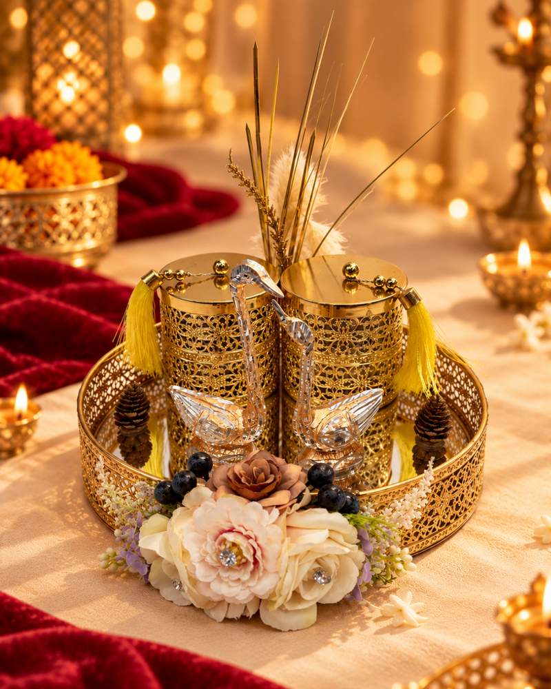 Dry Fruit Golden Swan Tray (2 Jars), photo 3