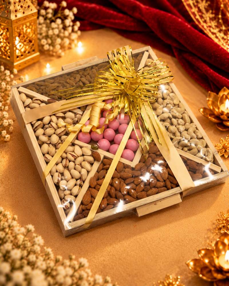 Dry Fruit Wooden Tray with Choco Raisins, photo 2