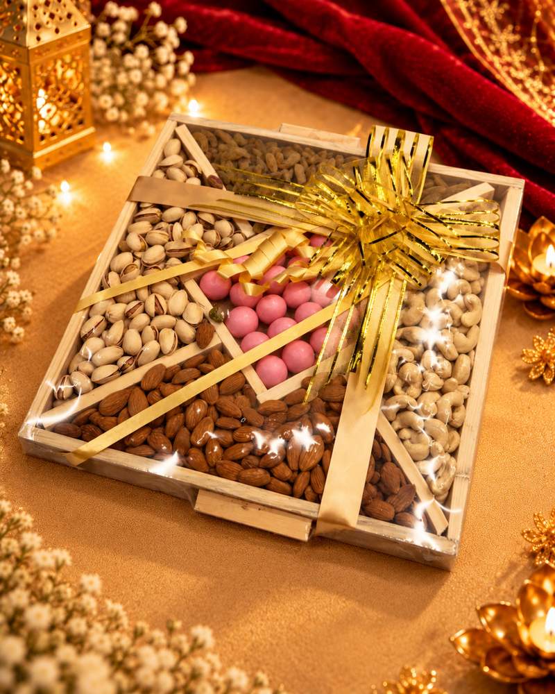 Dry Fruit Wooden Tray with Choco Raisins, photo 3