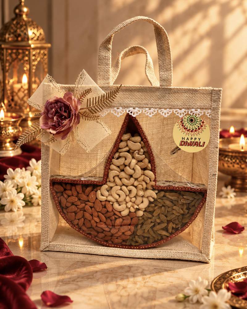 Dry Fruit Diya Jute Bag (700 g), photo 2