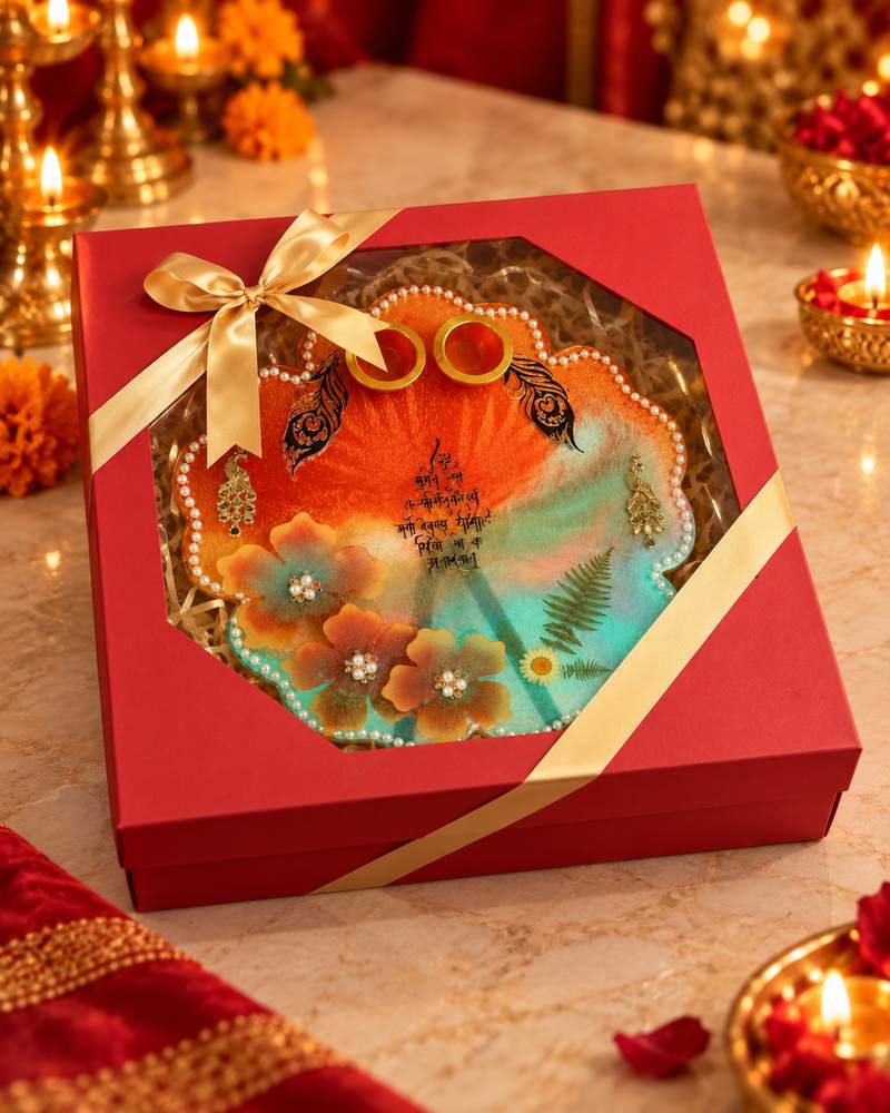 Orange and Teal Peacock Platter, photo 2